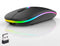 LED Wireless Mouse, Slim Silent Dual-Mode 2.4G+BT Rechargeable 7-Color Optical Mouse with USB Receiver, 3 Adjustable