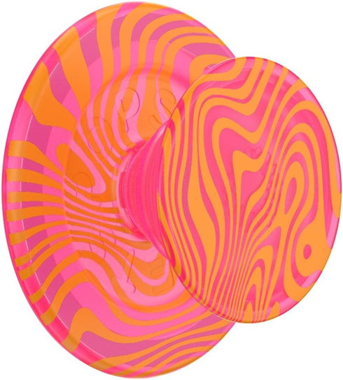PopSockets Round Phone Grip Compatible with MagSafe, Adapter Ring Included, Wireless Charging Compatible - Swirl Orange