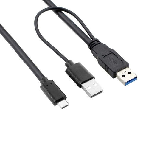xiwai Type-C USB-C to USB 3.0 Male & USB 2.0 Dual Power Data Y Cable for Laptop & Hard Disk
