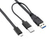 xiwai Type-C USB-C to USB 3.0 Male & USB 2.0 Dual Power Data Y Cable for Laptop & Hard Disk
