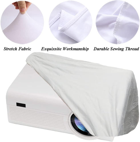 Projector Dust Cover - 1PCS-White Nylon Stretchy Outdoor Movie Video Projector Covers for Storage