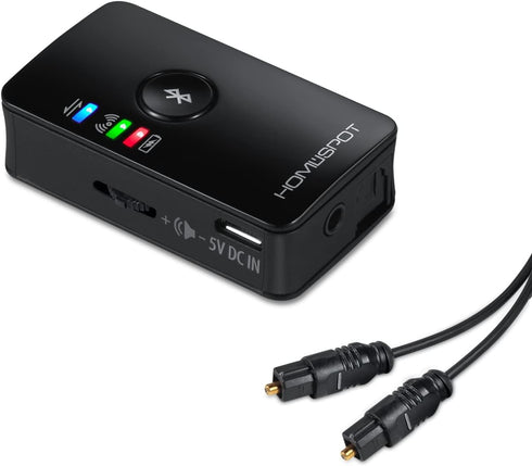 HomeSpot Bluetooth Transmitter for TV Audio, Optical Bluetooth Low Latency Adapter, Digital Dual Stream
