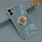 Omorro Ring Holder Case for iPhone 11, Built-in 360 TPU Rotation Kickstand, Glitter Plating Rose Gold Edge, Slim Luxury