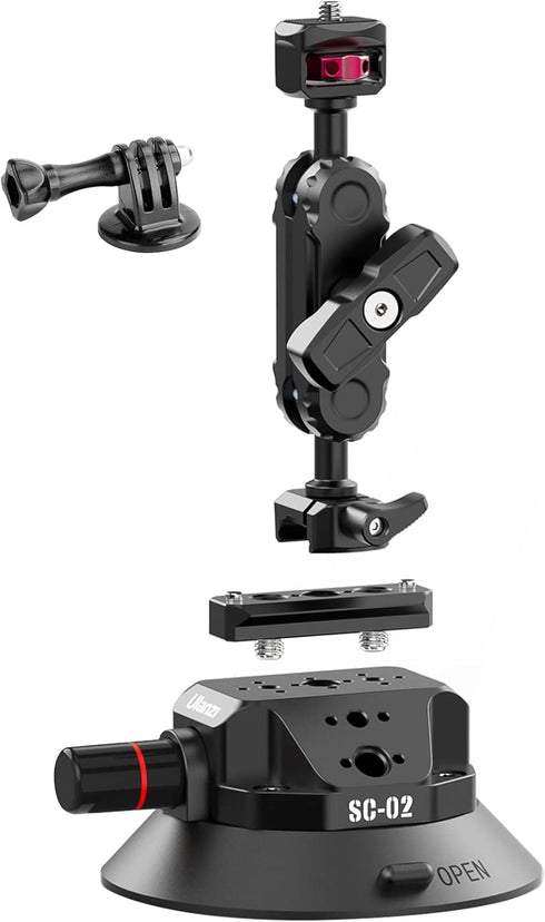 ULANZI SC-02 Suction Mount Magic Arm Bracket for DSLR Cameras and GoPro Action Camera Video Shooting
