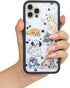 Wildflower Cases Puppy Party Case for Apple iPhone 13 Pro | Trendy Blue, Dogs, White, Protective Black Bumper, 4ft Drop