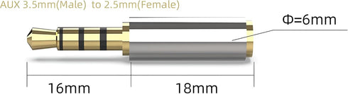 JacobsParts Gold Plated 3.5mm Male to 2.5mm Female Stereo Audio Headphone Jack Adapter Converter