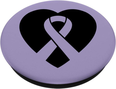 Hodgkin Lymphoma Awareness Purple Ribbon Heart Support PopSockets Swappable PopGrip