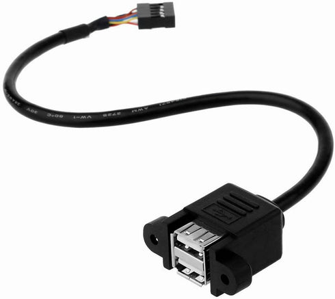 ANRANK 50cm Dual USB 2.0 Type A Female to Motherboard 9Pin Header Cable Adapter with Screw Panel for Computer, Tablet,