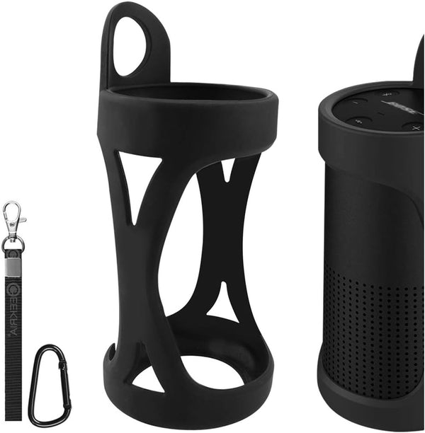 Geekria Silicone Speaker Case Cover for Bose SoundLink Revolve, Protective Waterproof Skin with Keychain Hook