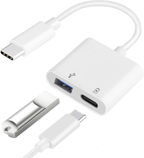 USB C OTG Adapter with Power, 2 in 1 USB C to USB Female with 60W PD Charging for iPhone and iPad