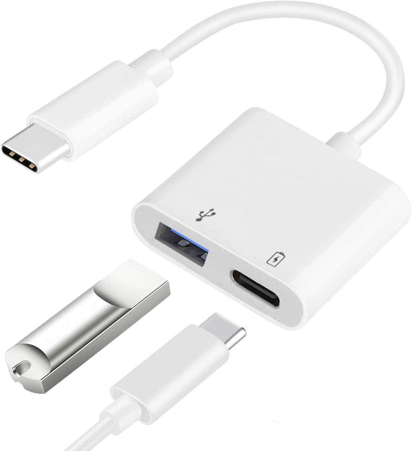USB C OTG Adapter with Power, 2 in 1 USB C to USB Female with 60W PD Charging for iPhone and iPad