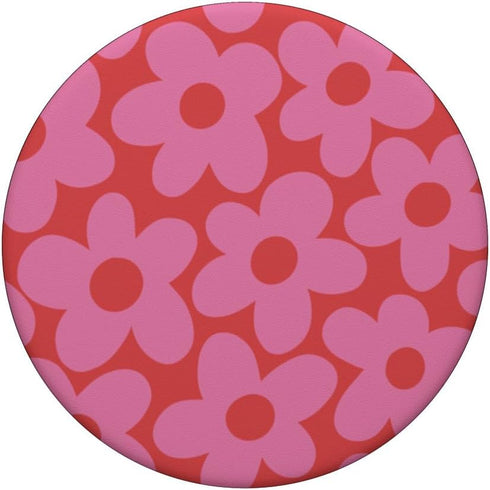 Cute Pink Aesthetic Floral Retro Daisy PopSockets Standard PopGrip for Women