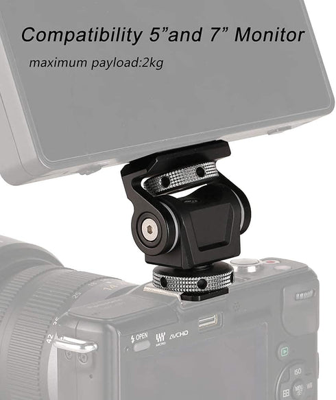 FOCPRO 5 inch 7 inch 360 180 DSLR Camera Field Monitor Mount Holder with Cold Shoe for and Monitor, Swivel and Tilt