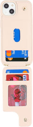 iPhone 14 Case with Card Holder for Women, Phone Case with Strap, Crossbody Lanyard, Ring Stand, Snap Clasp, Cute