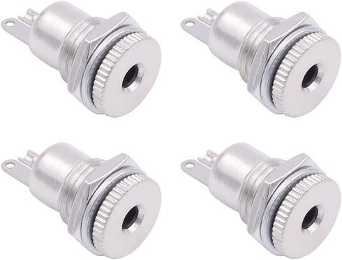 Fancasee 4 Pack 3.5mm x 1.35mm Female DC Power Jack Socket Panel Mount, Metal Power Supply Connector