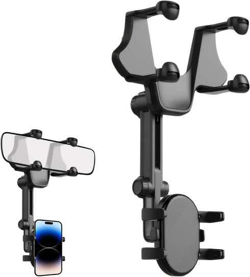 ZNDAW Rear View Mirror Phone Holder, 360 Rotatable Multifunctional Rearview Mirror Mobile Phones