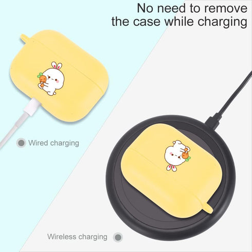 MAYCARI Carrot Rabbit Case for AirPods Pro, Cute Animal Design Protective Soft TPU Cover, Yellow