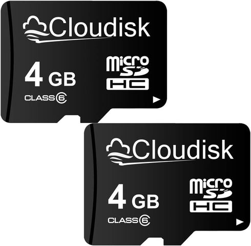 Micro SD Card 4GB Pack of 2, Flash Memory Card C6 Micro SDHC with SD Adapter