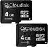 Micro SD Card 4GB Pack of 2, Flash Memory Card C6 Micro SDHC with SD Adapter
