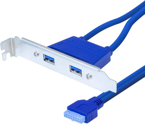 Kingwin USB 3.0 PCI Bracket Cable with Dual Ports, 20-Pin to USB 3.0 Adapter for Desktop PC