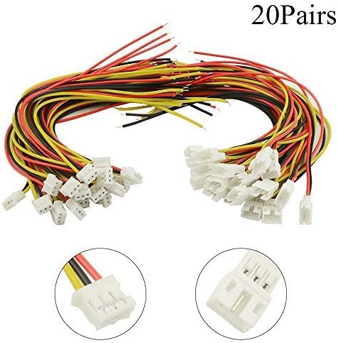 XINGYHENG 40Pcs(20Pairs) 2.0mm 3PIN Female Male Connecting Plug With 10cm Terminal Connector Wire Cable for Light Strip 3.9’’ Compatible with JST PH