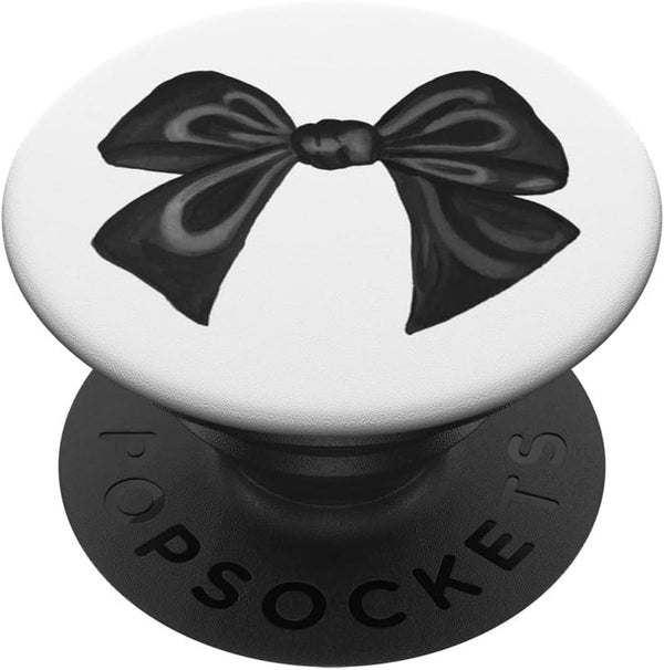 Black and White Bow Trend Ribbon Coquette Aesthetic PopSockets Standard PopGrip