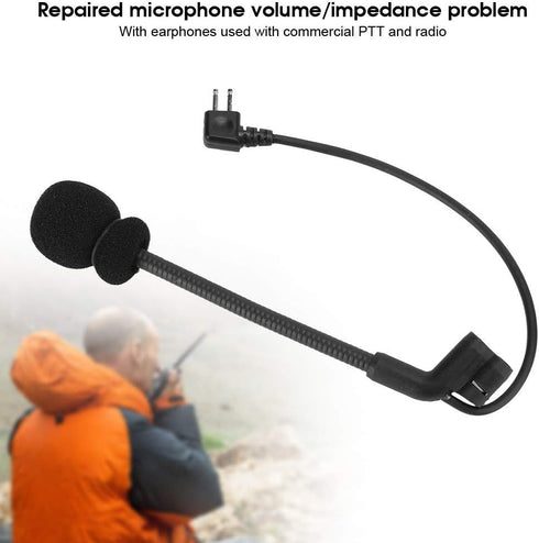 Sturdy 2 Pin Microphone, Long Service Life Headset Microphone for Peltor Comtac I, II, III Armorwerx