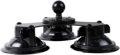 Triple Suction Cup Car Base Mount with 25mm/1" Ball for Ball Phone Mount, Compatible with RAM Mounts