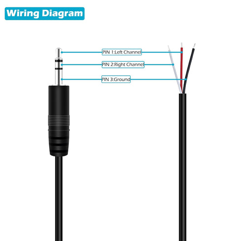 Fancasee 3 ft 3.5mm Male Plug to Bare Wire Pigtail TRS Stereo Audio Cable Adapter for Headphone Repair