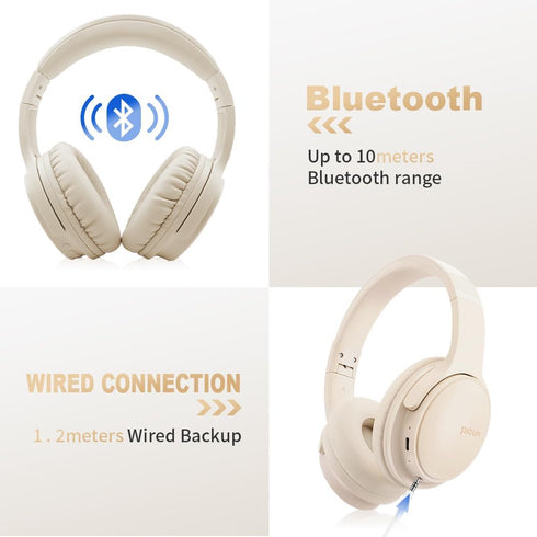SLuB Wireless Headphones Over Ear, Foldable Bluetooth Headset, HD Stereo Sound, Built-in HD Microphone, 30H Playtime, Suitable for Mobile Phones, Computers, TVs, Games, Outdoors, Offices (Khaki)