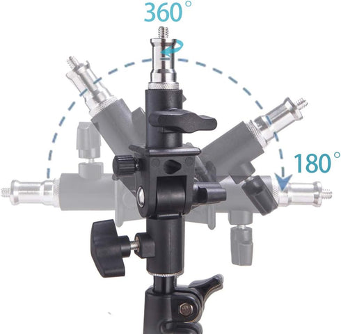 WELLMAKING 2PCS U Shape Tilt Adapter, Swivel Mount Umbrella Holder Light Stand with Standard 1/4 to 3/8 inch Screw
