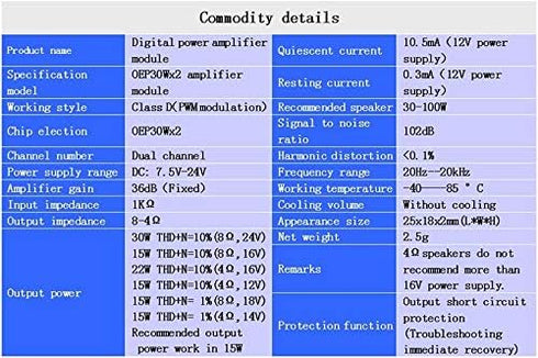 Comimark OEP30Wx2 Audio Module, Class D Digital Power Amplifier Board, Replace TDA8932 (2Pcs)