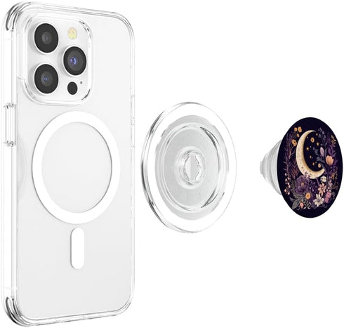 Boho Moon Phases Floral Aesthetic PopSockets PopGrip for MagSafe Chic