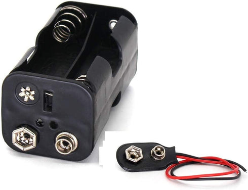 OLIREXD Two Layers AA Battery Holder Case with 9V I Type Standard Snap Clip Connector, Pack of 3