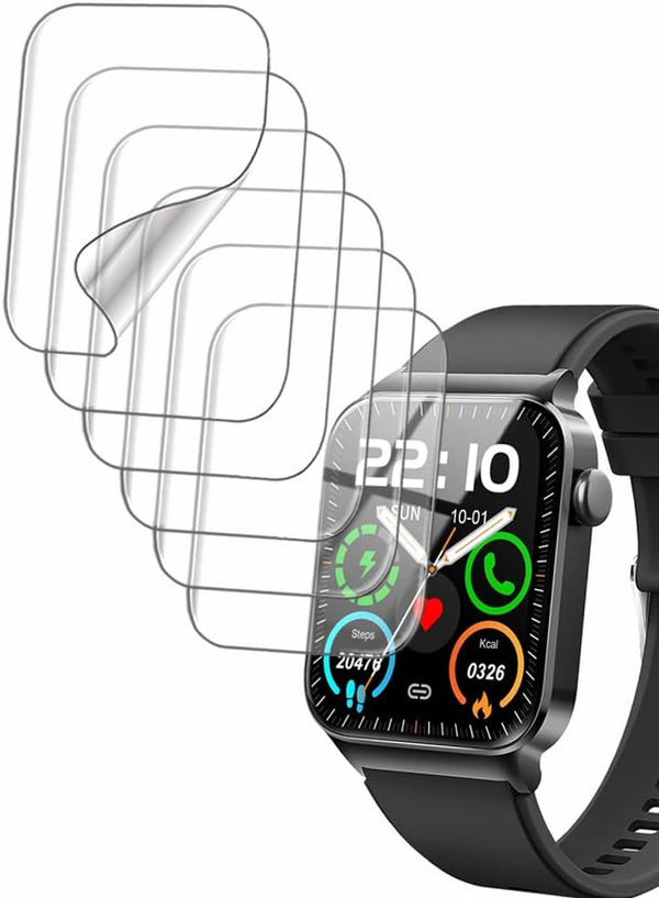 Screen Protector for Donerton uaue T50S 1.85” Smart Watch, Soft TPU, 6-Pack Full Coverage Bubble Self-healing