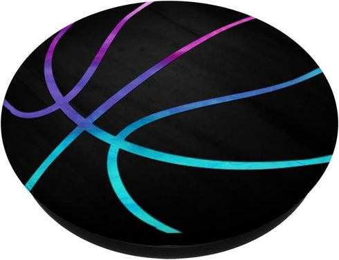 Purple Turquoise Basketball on a Black PopSockets Standard PopGrip