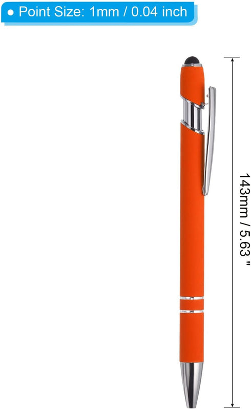 PATIKIL Ballpoint Pen with Stylus Tip, 6 Pack 2 in 1 Metal Pen Black Ink 1.0mm Medium Point Stylus Pen for Touch Screens Style 1, Orange