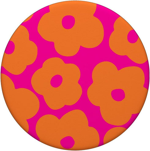 Aesthetic Retro 70s & 80s Daisy Hot Pink & Orange Pattern PopSockets Standard PopGrip
