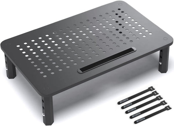 EVOOMI Monitor Stand Riser - Upgraded for Faster Productivity, Anti-Skid, HD Hexagonal Steel, Free Cable Ties, Computer