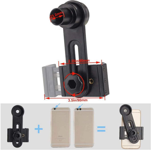Microscope Lens Smartphone Adapter with Built-in WF16X Eyepiece, Celticbird 23.2mm Camera Adapter for Cellphone