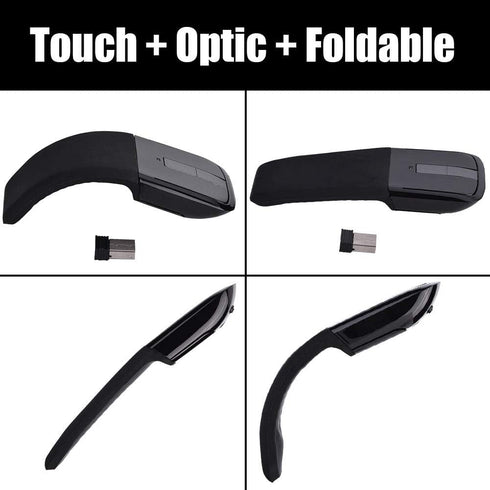 Foldable Wireless Touch Mouse, Arc Touch Mouse with 143 Receiver for PC Laptop Smart TV, Black