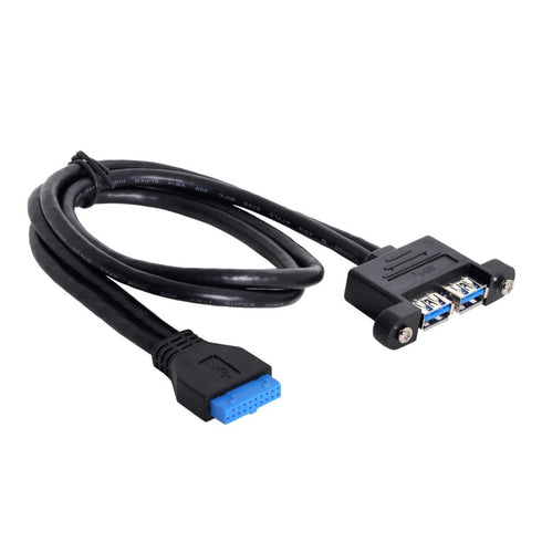 chenyang USB 3.0 Front Panel Header 19/20Pin, 1 Male to 2 USB 3.0 Female Panel Port Extension Cable with Mount Screw