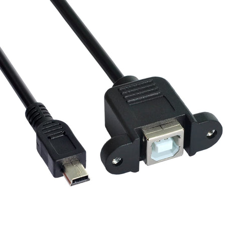 chenyang CY Mini USB 5pin Male to USB B Female Panel Mount Cable, 20cm with Screws