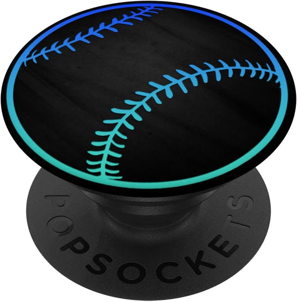 PopSockets Standard PopGrip - Turquoise Teal Blue Baseball Softball on Black