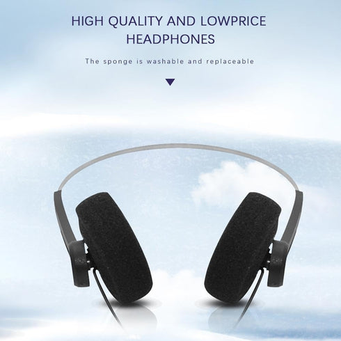 Black Retro Over-Ear Earphones, Mini Stereo Lightweight Headphones, Hi-Fi Wired Headset - Vintage Style