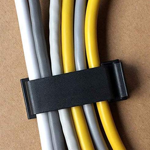 SOULWIT 50Pcs Self Adhesive Cable Management Clips, Wire Organizers for TV PC Ethernet Cable (Black)