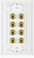 Banana Binding Post Two-Piece Coupler Inset Wall Plate for 4 Speakers, Standard Single Gang White