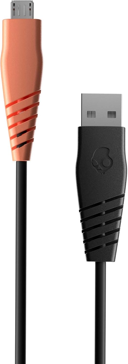 Skullcandy Line USB Charger Cable, 12W USB A to Micro USB Charger Cable for Samsung/Android Phones, 4ft (Black/Orange)