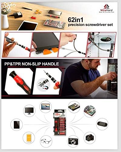 62 in 1 Precision Screwdriver Set - Computer Repair Tool Kit with Extra Magnetic Specialty Steel Multi Bit