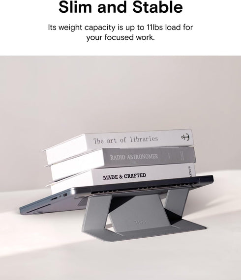 MOFT Invisible Slim Laptop Stand, Adhesive and Reusable, Adjustable for Laptops Up to 15.6", Grey